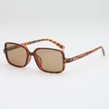 Gafas de sol cuadradas retro con montura de leopardo y lentes marrón oscuro para hombres y mujeres - Protección UV400 / Montura Carey Lente Marrón