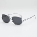 Retro square sunglasses with translucent grey frames and dark grey lenses for unisex style - Transparent Gray Frame & Gray Lenses