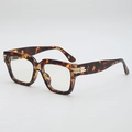 Oversized schildpad zonnebril met retro dik montuur en gouden metalen accenten - Schildpad Frame Heldere Lens
