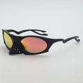 Matte black sports sunglasses with polarized orange gradient lenses and nose guard - Black Frame Red Mercury Lens