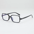 Retro square black thick frame sunglasses with silver rivet accents and blue light lenses - Black Frame Clear Lens