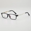 Vintage rectangle TR90 glasses frame with black artistic splash pattern temples - Black White Contrast Frame Plain