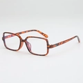 Retro tortoise shell square frame glasses with silver rivet details and neutral style - Tortoise Frame Clear Lens