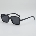 Classic large square black sunglasses for women with glossy finish and dark lenses - Black Frame Grey Lens