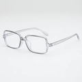 Transparent retro square sunglasses frame with metallic rivets and stylish side details - Transparent Gray Plain Lens