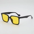 Retro oversized square sunglasses with shiny black frame and yellow transparent lenses - Black Frame Yellow Lens