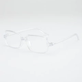 Retro square clear frame glasses with rivets and silver hinges in a minimalist style - Transparent Frame Clear Lens