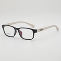 Vintage square TR90 eyeglasses frame in black and cream with gold hinge detail - Shiny Black White Legs