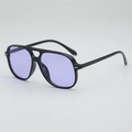 Oversized black aviator sunglasses with stylish light purple translucent sea lenses - Bright Black Frame Purple Lens