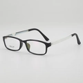 Occhiali quadrati TR90 neri classici con aste a strisce blu e bianche per il comfort - Montatura Nera Aste Bianche