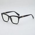 Classic square black eyeglasses with elegant gold arch metal hinges and clear lenses - Black Frame Clear Lens / Black