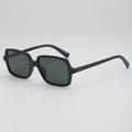 Classic oversized square sunglasses with thick black frames and dark green lenses - Black Frame G15 Lens