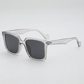 Translucent grey oversized square sunglasses with dark lenses for a stylish look - Grey Frame Grey Lens