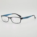 Ultralight rectangular black eyeglasses frame with TR90 material and blue side accents - Black Outer Transparent Inner Frame Plain Lens