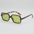 Retro square oversized tortoiseshell sunglasses with vibrant light green tinted lenses - Tortoise Tea Frame Green Lens