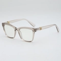 Chic transparent grey square glasses with elegant gold hinge details on the frame - Transparent Tea Frame Clear Lens / Transparent Grey