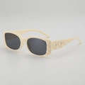 Lunettes de soleil carrées crème rétro avec monture géométrique et verres foncés - Monture Blanc Cassé Verres Gris