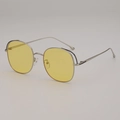 Gafas de sol oversize con montura metálica plateada y lentes amarillas transparentes - Montura de Plata Lente Amarilla