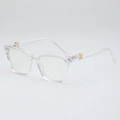 Stylish transparent square frame glasses with elegant gold hinge temple accents. - Transparent Frame Clear Lens / Clear