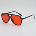 Lunettes de soleil oversize à double pont avec monture noire et verres orange-rouge - Monture Noire Brillante Verres Rouges
