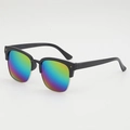 Lunettes de soleil enfant demi-monture avec verres miroir colorés et accents dorés - Noir Multicolore