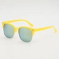 Lunettes de soleil enfant demi-cerclées jaunes à verres miroirs bleus et protection UV - Monture Jaune Miroir Or
