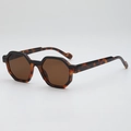 Geometric polygon sunglasses in classic tortoise shell frame with dark brown lenses - Tortoise Frame