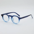 Retro round glasses frame with a blue gradient finish and keyhole bridge design - Blue & Black Gradient