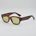 Retro small square sunglasses with tortoiseshell frame and yellow translucent lenses - Tortoiseshell Frame Yellow Lens (C5)