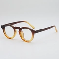 Retro round glasses frame featuring a dark brown to amber gradient finish and sleek design - Tea Yellow Gradient