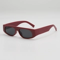Lunettes de soleil rectangulaires rouge foncé avec monture épaisse et verres noirs style rétro - Monture Rouge Verres Gris