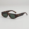 Lunettes de soleil rétro écaille de tortue avec monture carrée et verres vert foncé - Monture Léopard Verres Verts