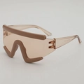Große sportliche Outdoor-Fahrradsonnenbrille mit mattbraunem Rahmen und getönten Gläsern - Khakifarben her Rahmen Champagner-Linse