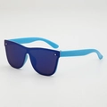 Kinder randlose bunte Sonnenbrille mit hellblauem Rahmen und verspiegelten Gläsern - Blauer Rahmen Blauer Spiegel