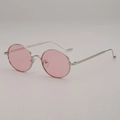 Lunettes de soleil ovales classiques avec verres rose clair et monture fine en argent - Monture Argent Verres Roses