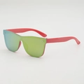 Randlose Kinder Sonnenbrille mit rotem Rahmen und grün verspiegelten Gläsern - Roter Rahmen Rotspiegel