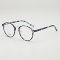 Vintage TR90 Rundbrille mit blauem floralem Schildpattmuster und goldenem Metallsteg - Grünes Blumenmuster