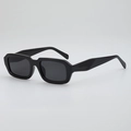 Klassische schwarze Sonnenbrille mit breitem Rahmen und glänzendem Finish im Retro-Stil - Glänzendes Schwarz (C1)
