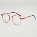 Retro-Rundbrille mit Schildpattmuster, Goldsteg und leichtem TR90-Leopardrahmen - Rotes Blumenmuster