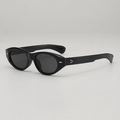 Retro cat-eye black sunglasses with silver star rivets and dark grey tinted lenses - Black Frame Grey Lens