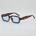 Retro quadratische Sonnenbrille in Schildpatt-Optik mit ozeanblauen Gläsern für Vintage-Stil - Schildpatt Blaue Gläser (C5)