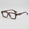 Retro thick tortoiseshell square eyeglass frames with silver rivet accents in dark brown - C6 Tortoise Frame Clear Lens