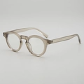 Retro round glasses frame in transparent tea color with metal decorative rivets - Transparent Tea Frame Clear Lens
