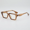 Vintage thick square eyeglasses with wood grain brown frame and clear lenses - C8 Tea Texture Frame Clear Lens
