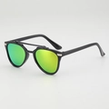 Retro pilot sunglasses for kids with black frame and green gradient mirrored lenses - Black Frame Red Mirrored Lens