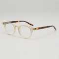 Retro small round yellow transparent glasses frame with tortoiseshell temples and rice studs - Translucent Tea Frame Clear Lens