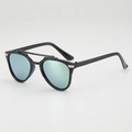 Lunettes de soleil aviateur enfant avec monture noire et verres miroir bleu clair - Monture Noire Verres Miroir Or