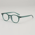Retro small round green frame glasses with rivet design and transparent finish - Translucent Green Frame Clear Lens
