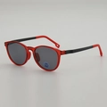 Lunettes de soleil enfant rouges transparentes avec verres gris et branches bicolores - Monture Rouge Transparente Branches Noir Rouge / Gris
