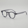 Transparent grey round frame sunglasses with retro metal rivets and narrow temples - Translucent Grey Frame Clear Lens